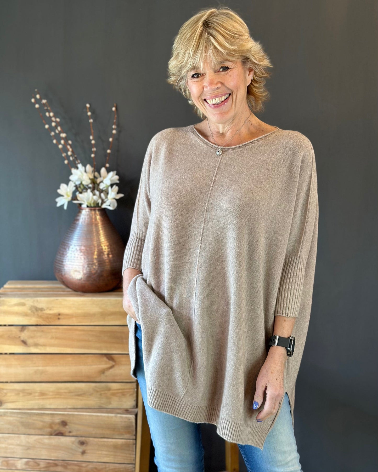 clothing Longline Slouchy Jumper - Oatmeal