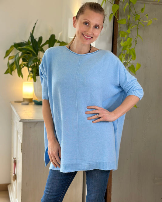 clothing Longline Slouchy Jumper - Pale Blue