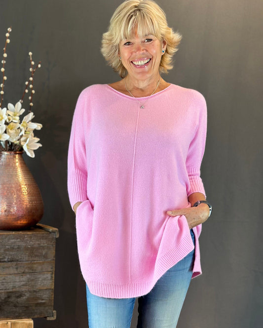 clothing Longline Slouchy Jumper - Pink