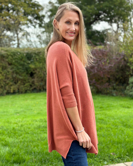 clothing Longline Slouchy Jumper - Salmon