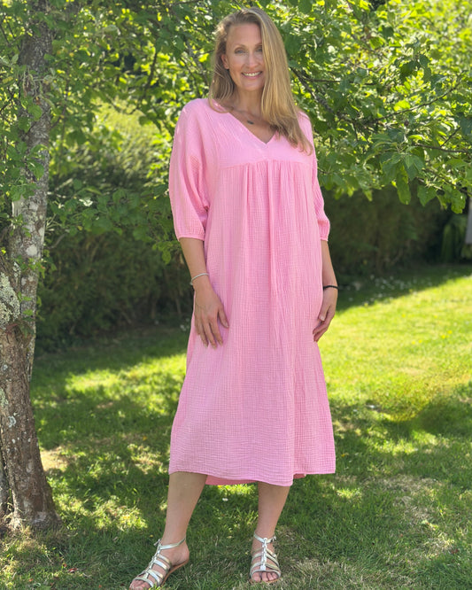 clothing Midi Floaty Cheesecloth Dress - Bubblegum Pink