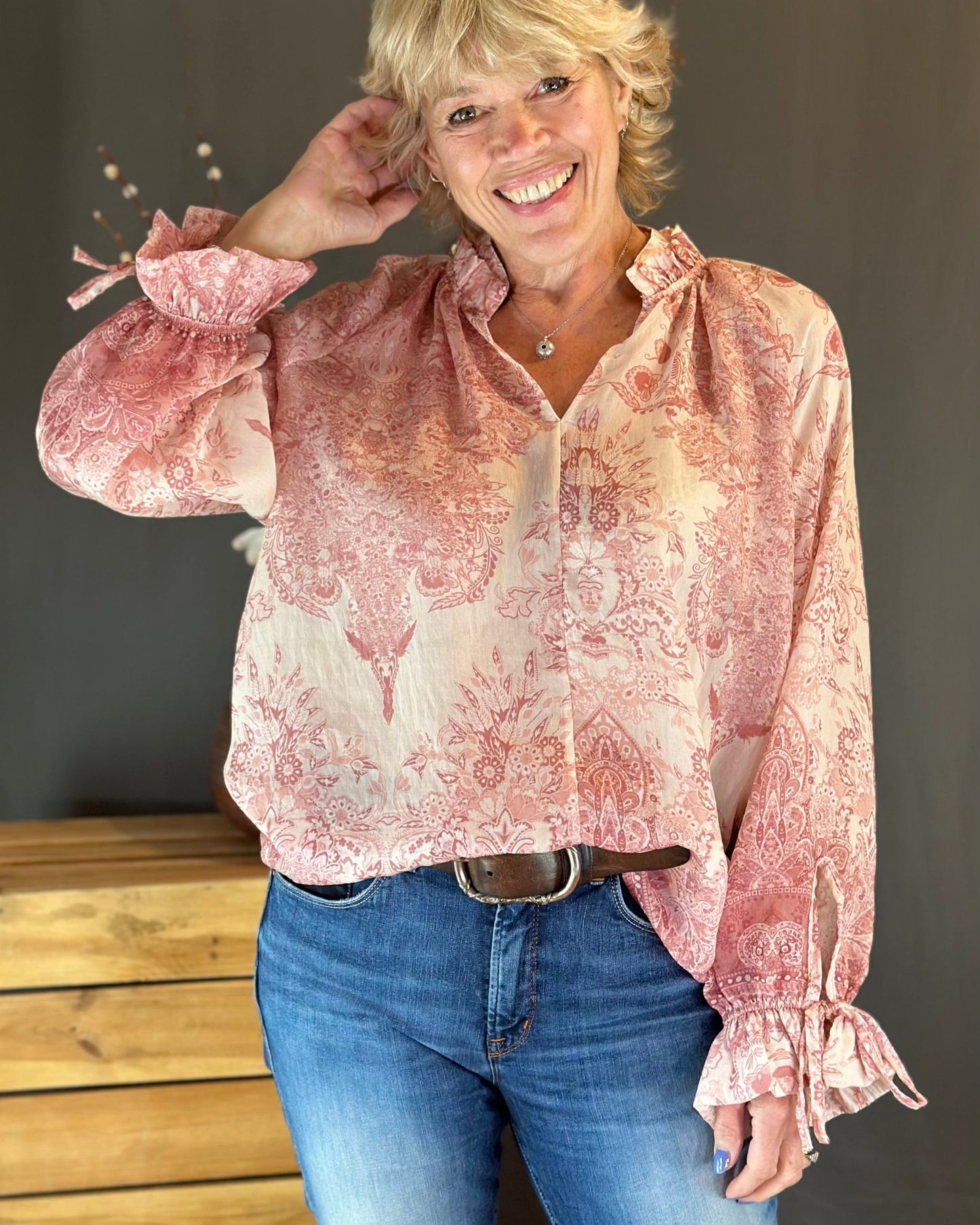 Clothing Miho Flower Pattern Blouse - Pink