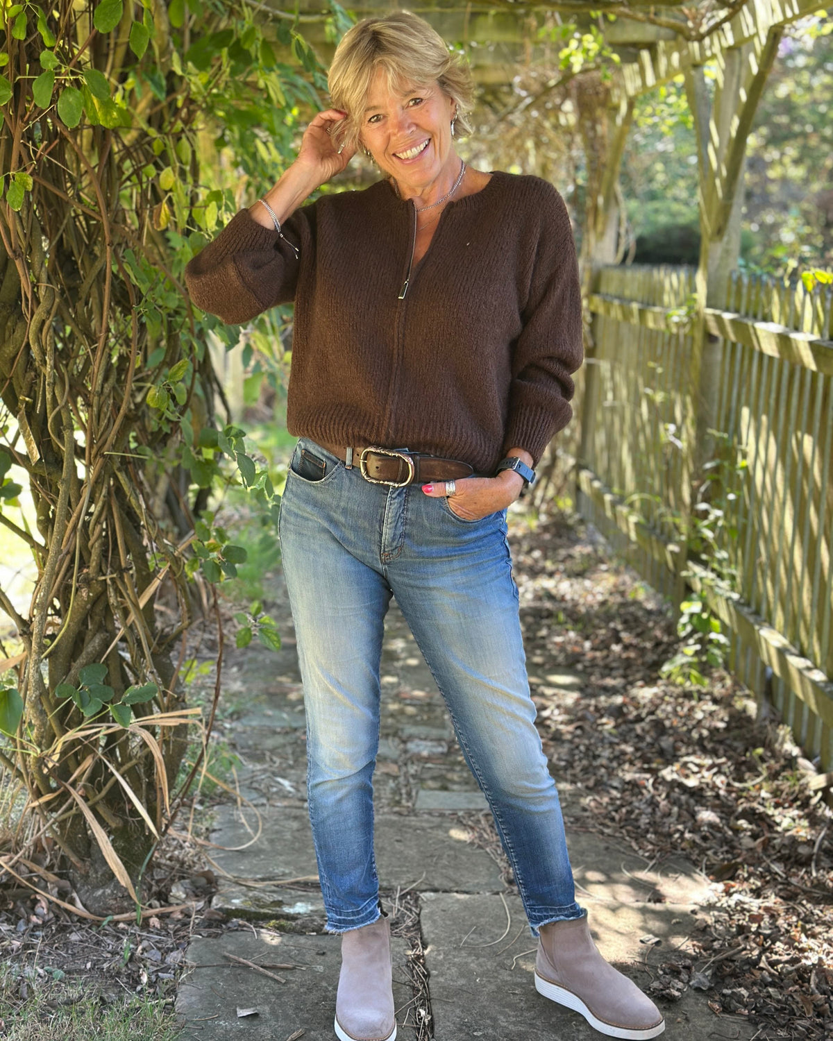clothing Mohair Zip-Up Cardigan - Chocolate