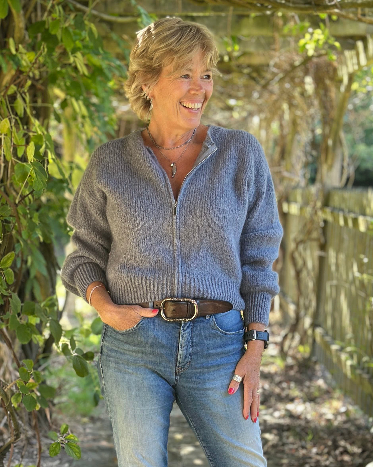 clothing Mohair Zip-Up Cardigan - Grey