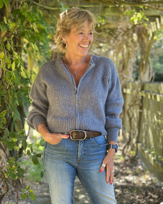 clothing Mohair Zip-Up Cardigan - Grey