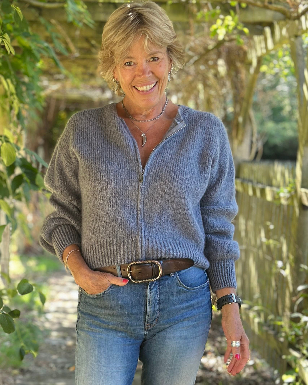 clothing Mohair Zip-Up Cardigan - Grey