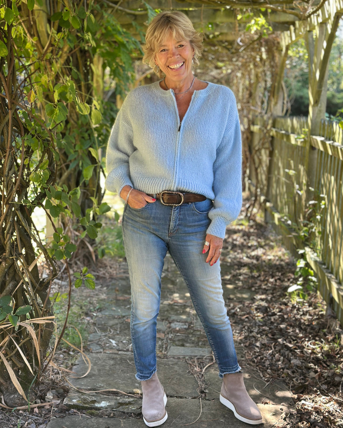 clothing Mohair Zip-Up Cardigan - Pale Blue