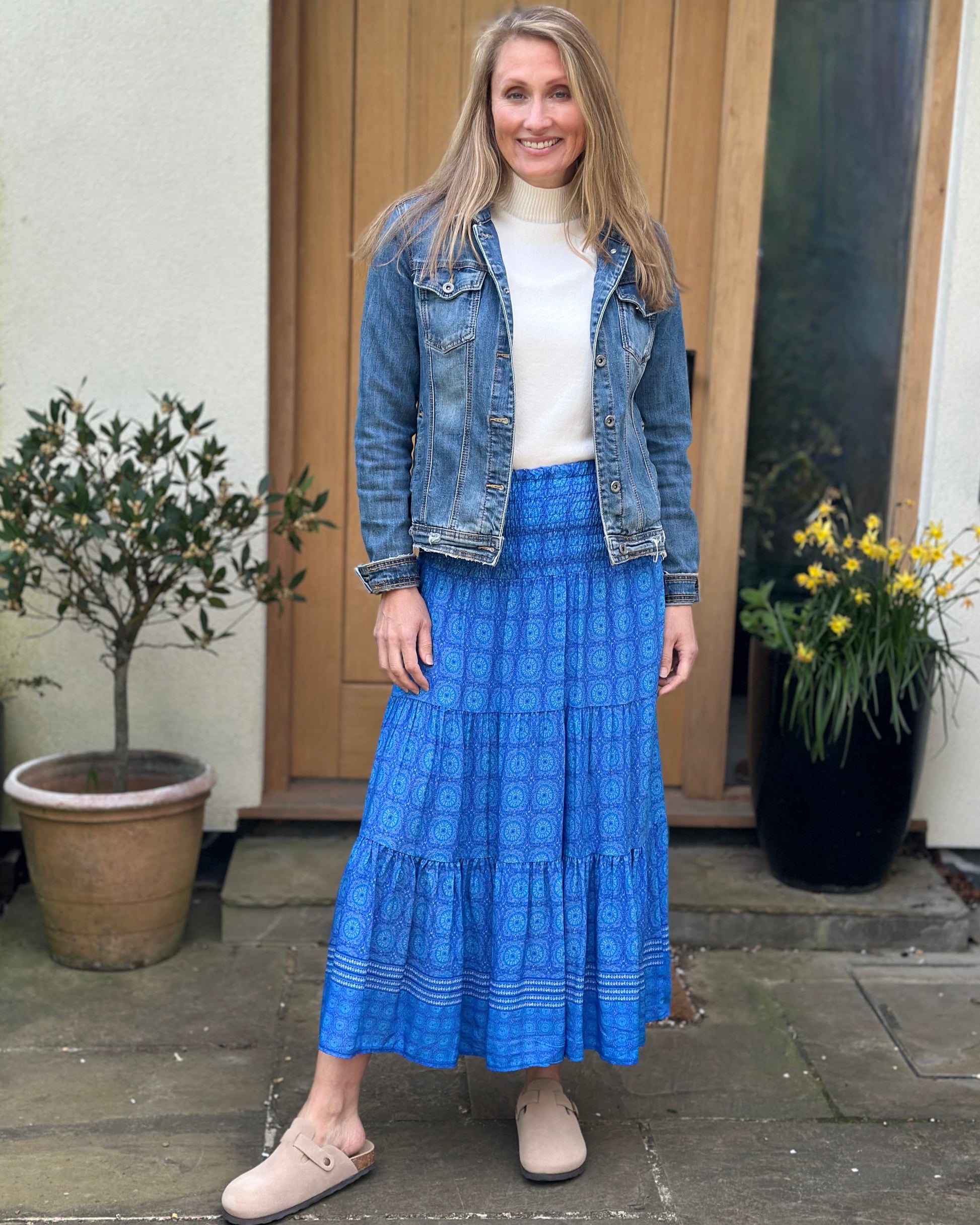 Clothing Patterned Tiered Skirt/Dress - Cobalt Blue