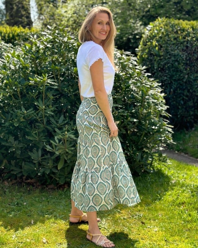 Clothing Patterned Tiered Skirt/Dress - Teal Green