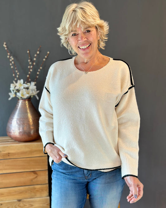 Clothing Piped Edge Jumper - Cream
