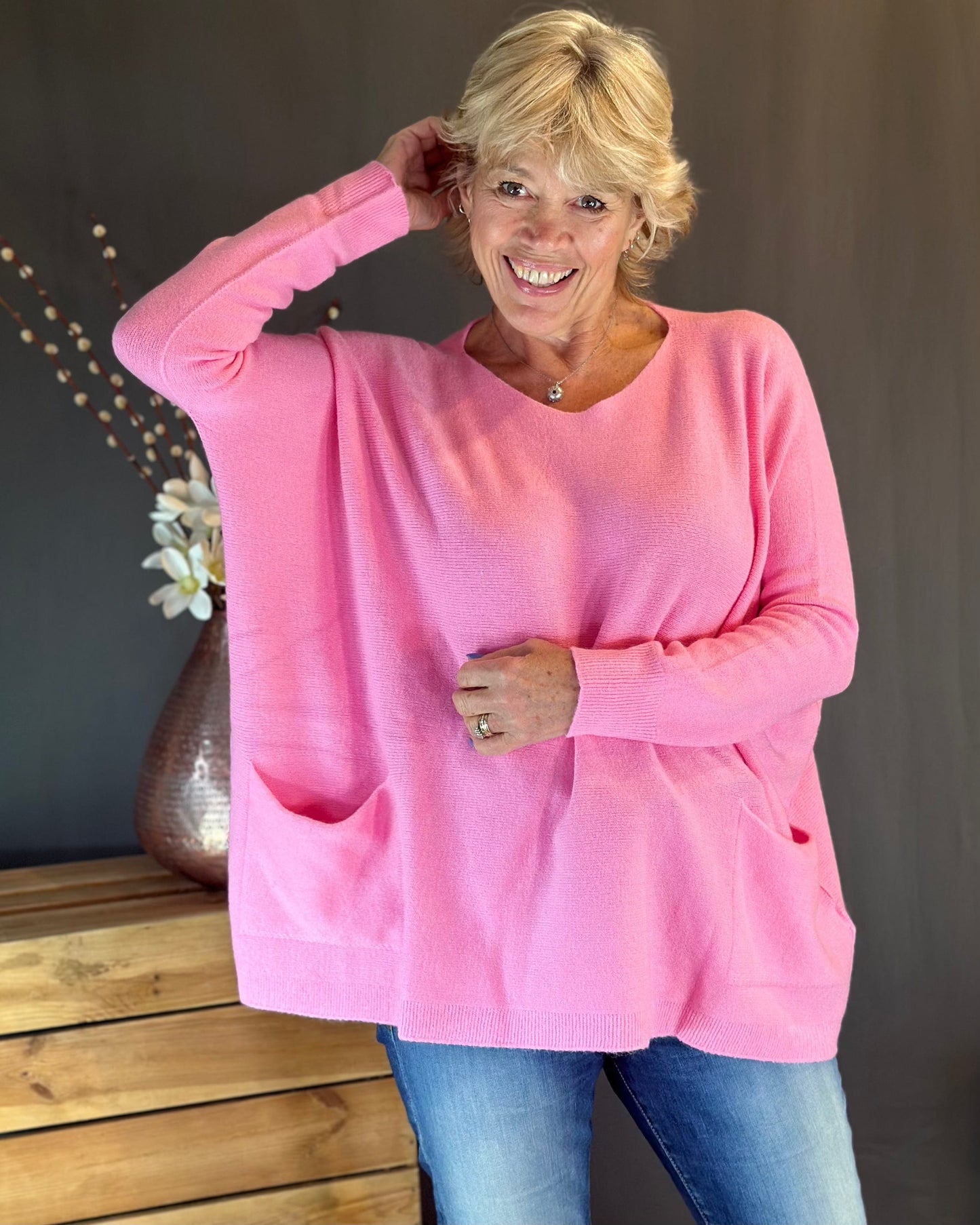 clothing Pocket Jumper - Bubblegum Pink