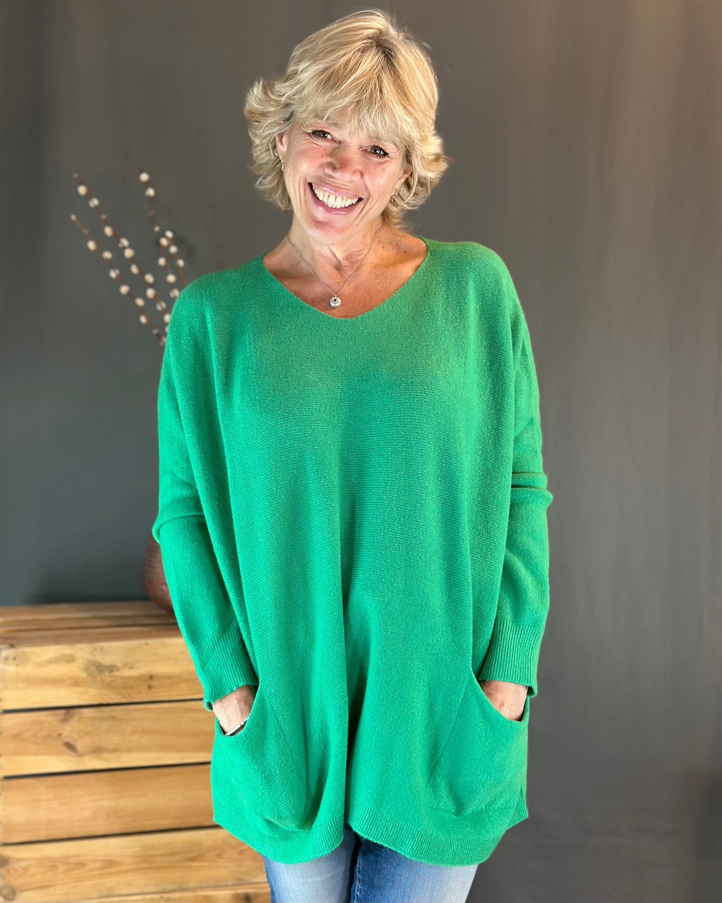 clothing Pocket Jumper - Emerald Green