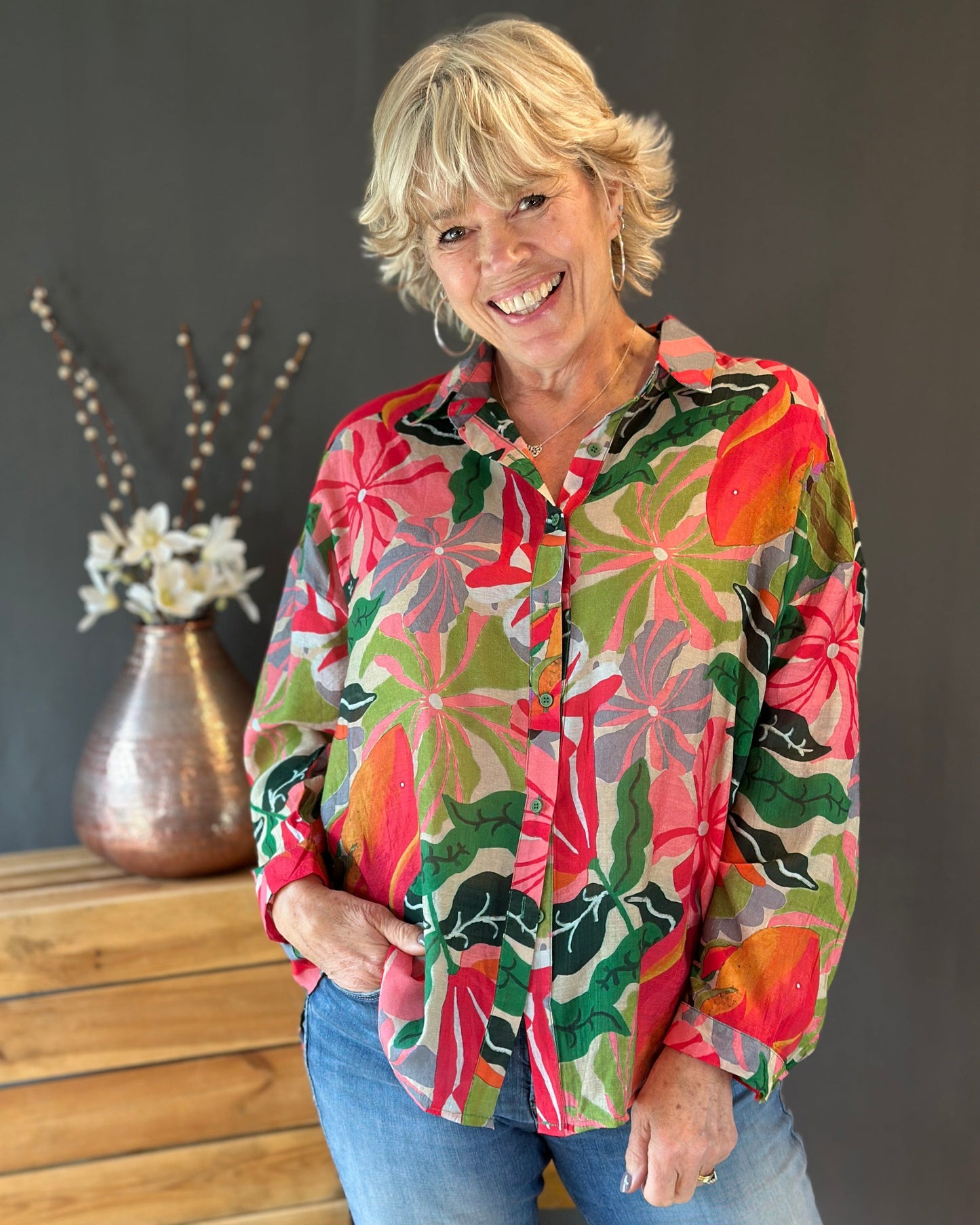 Clothing Printed Floral Shirt - Bright