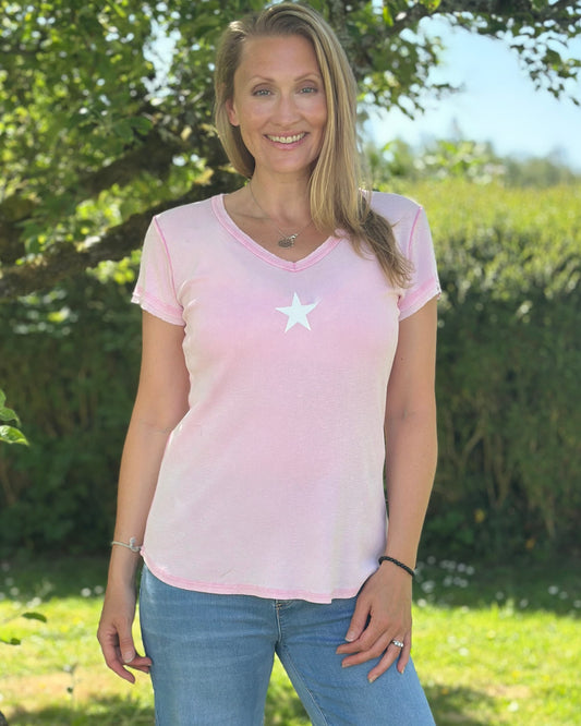 clothing Printed Star T-Shirt - Pale Pink