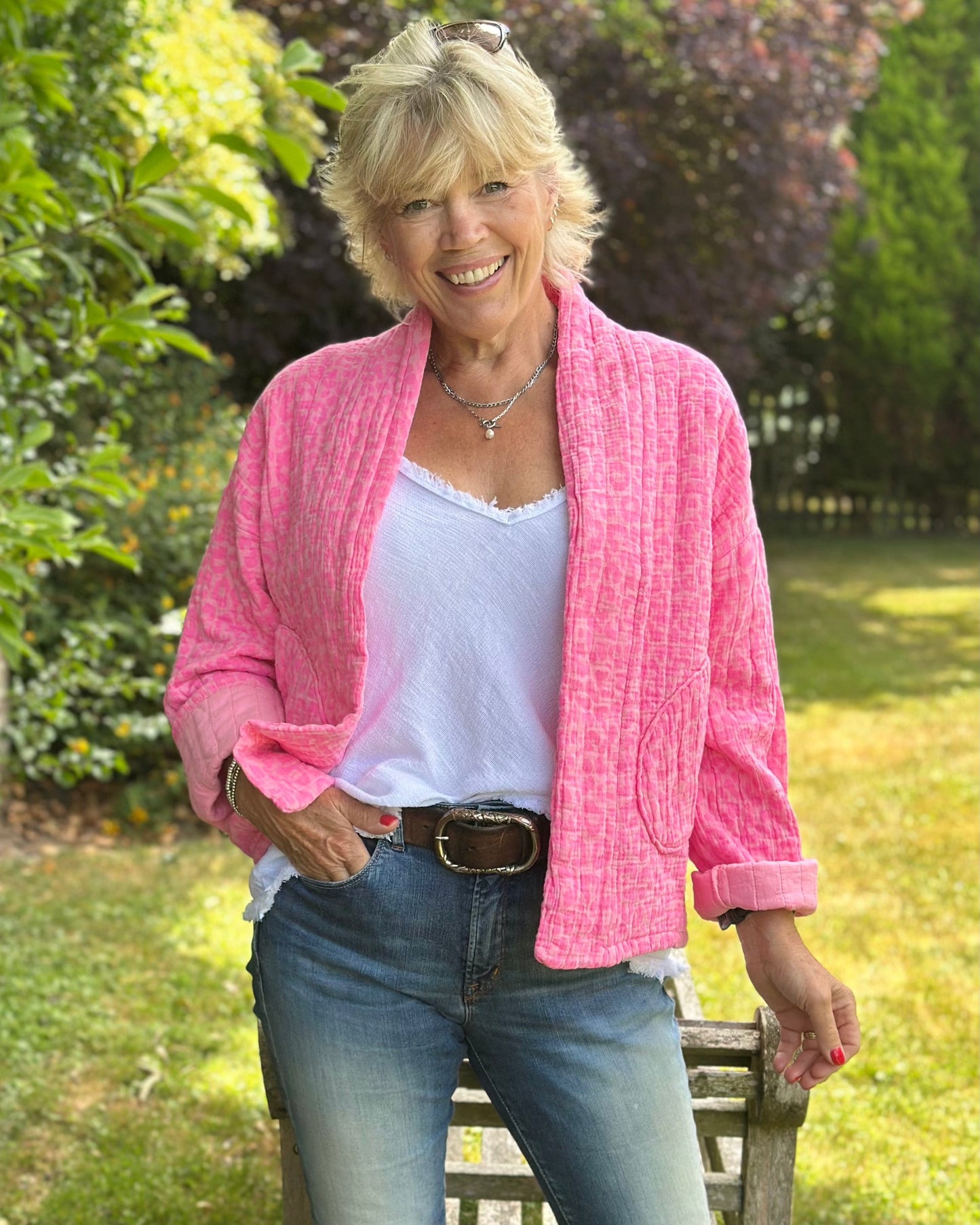 Clothing Quilted Animal Print Jacket - Pink