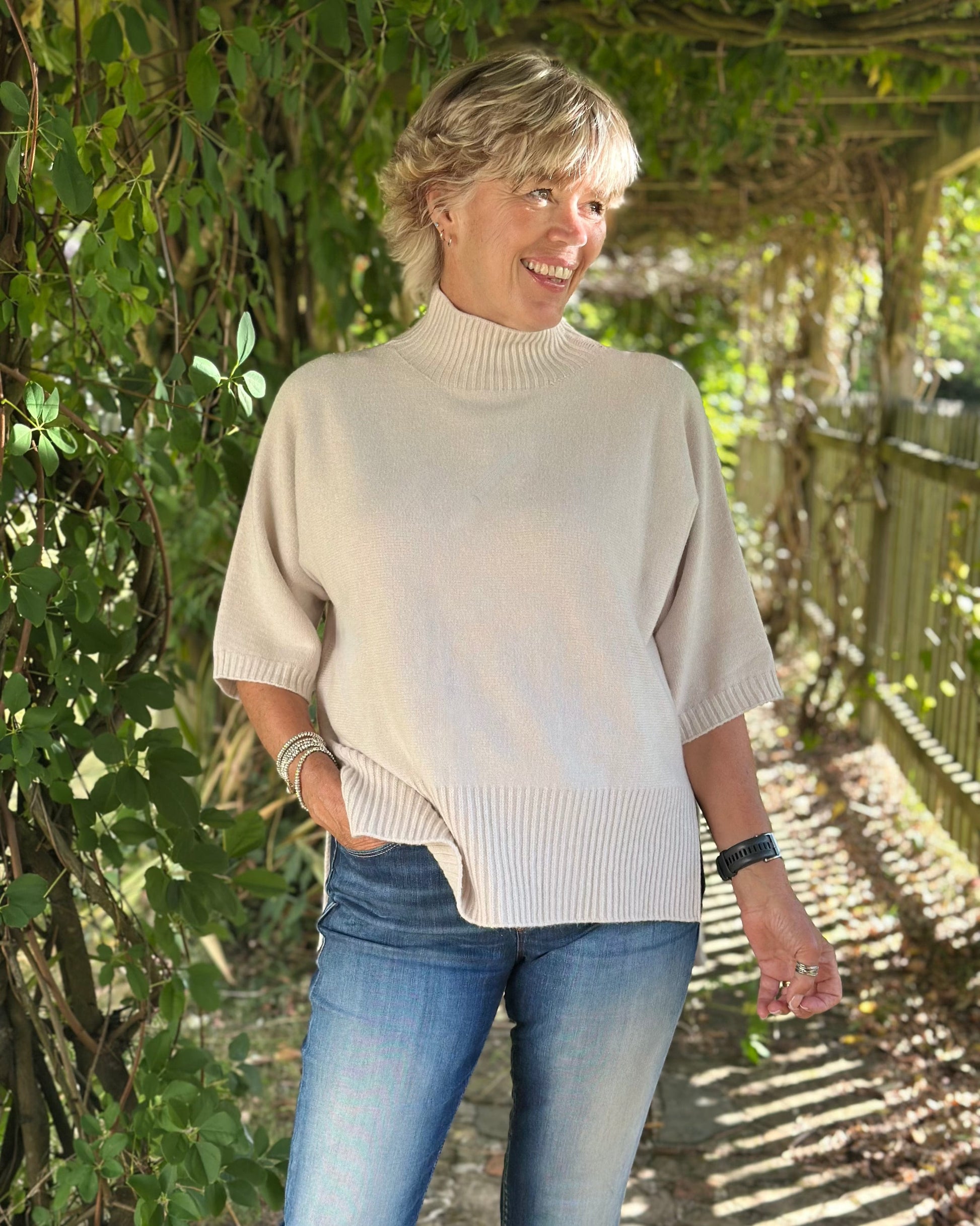 Clothing Relaxed Fit Turtleneck Jumper - Beige