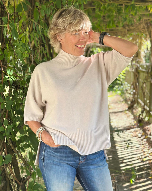 Clothing Relaxed Fit Turtleneck Jumper - Beige