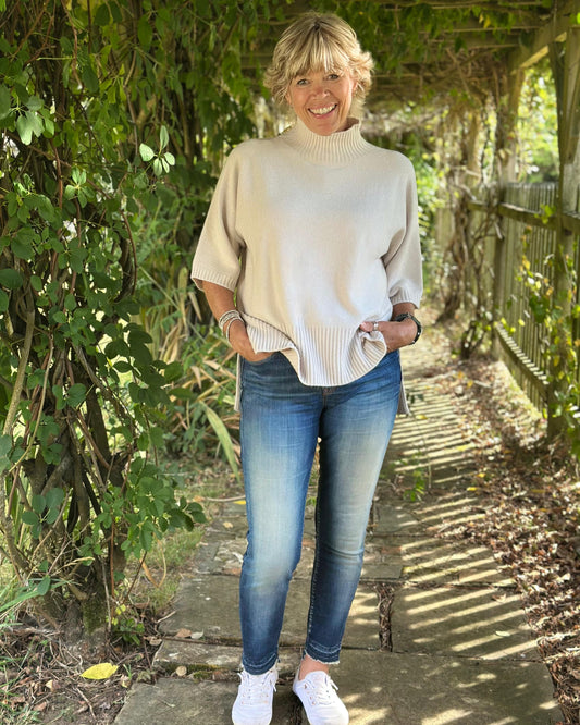 Clothing Relaxed Fit Turtleneck Jumper - Beige