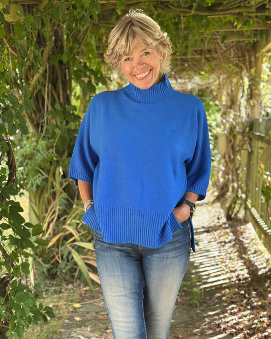 Clothing Relaxed Fit Turtleneck Jumper - Cobalt Blue