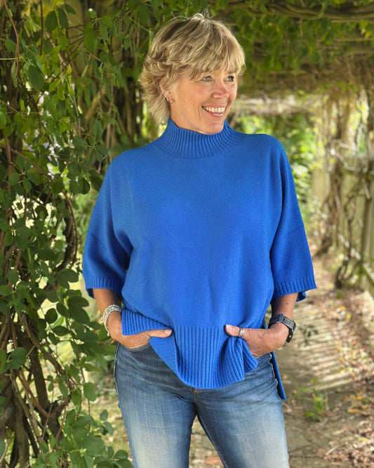 Clothing Relaxed Fit Turtleneck Jumper - Cobalt Blue