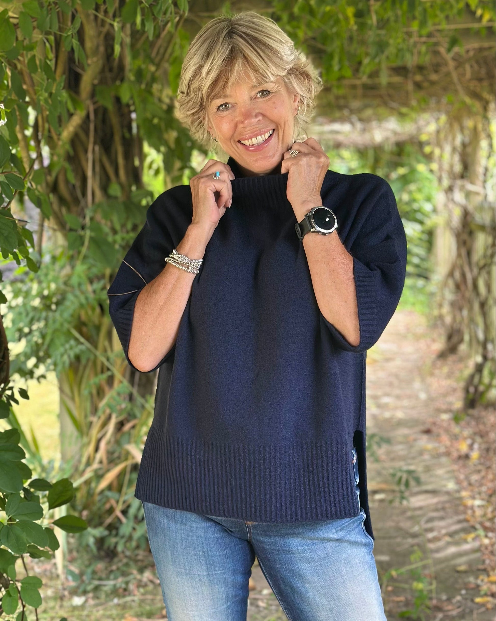Clothing Relaxed Fit Turtleneck Jumper - Navy
