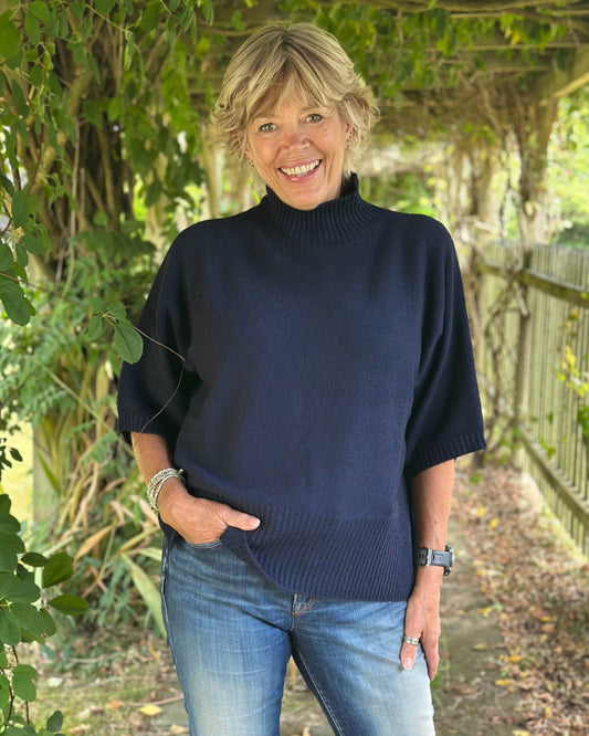 Clothing Relaxed Fit Turtleneck Jumper - Navy