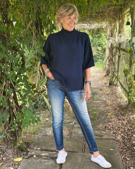 Clothing Relaxed Fit Turtleneck Jumper - Navy