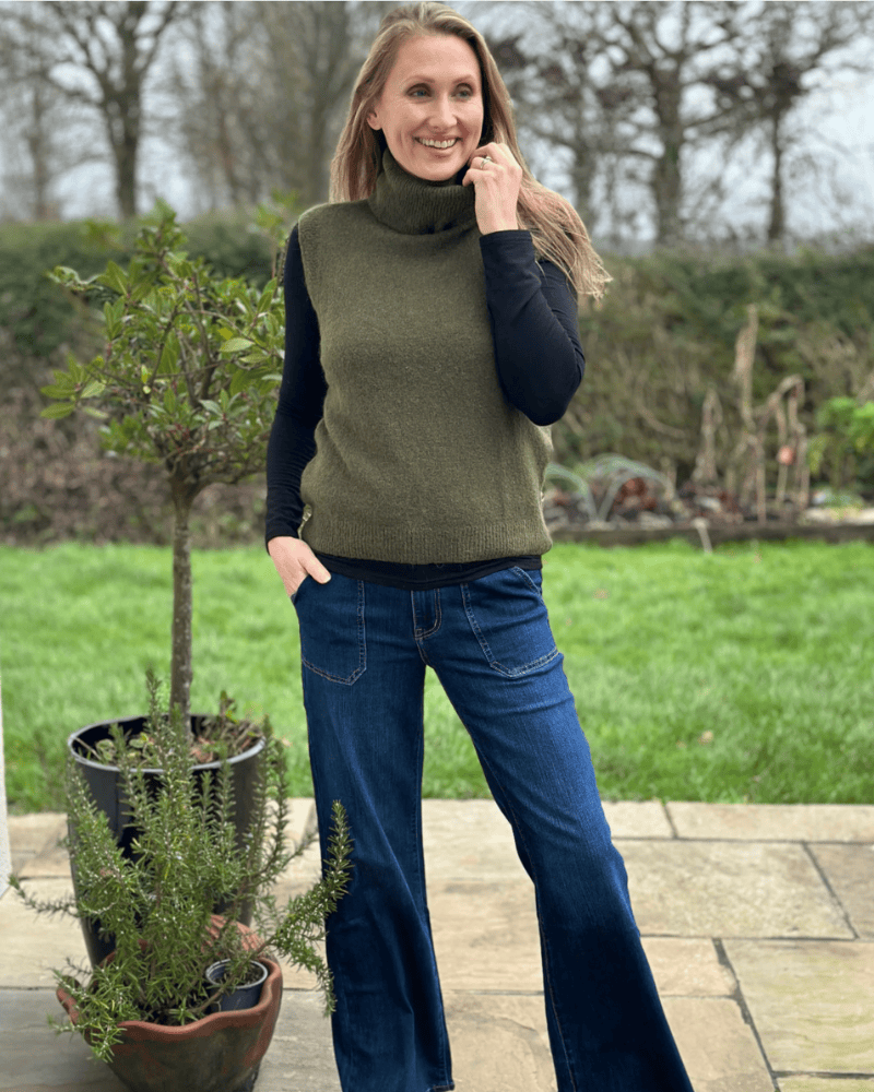 clothing Roll Neck Alpaca Tank Top - Khaki