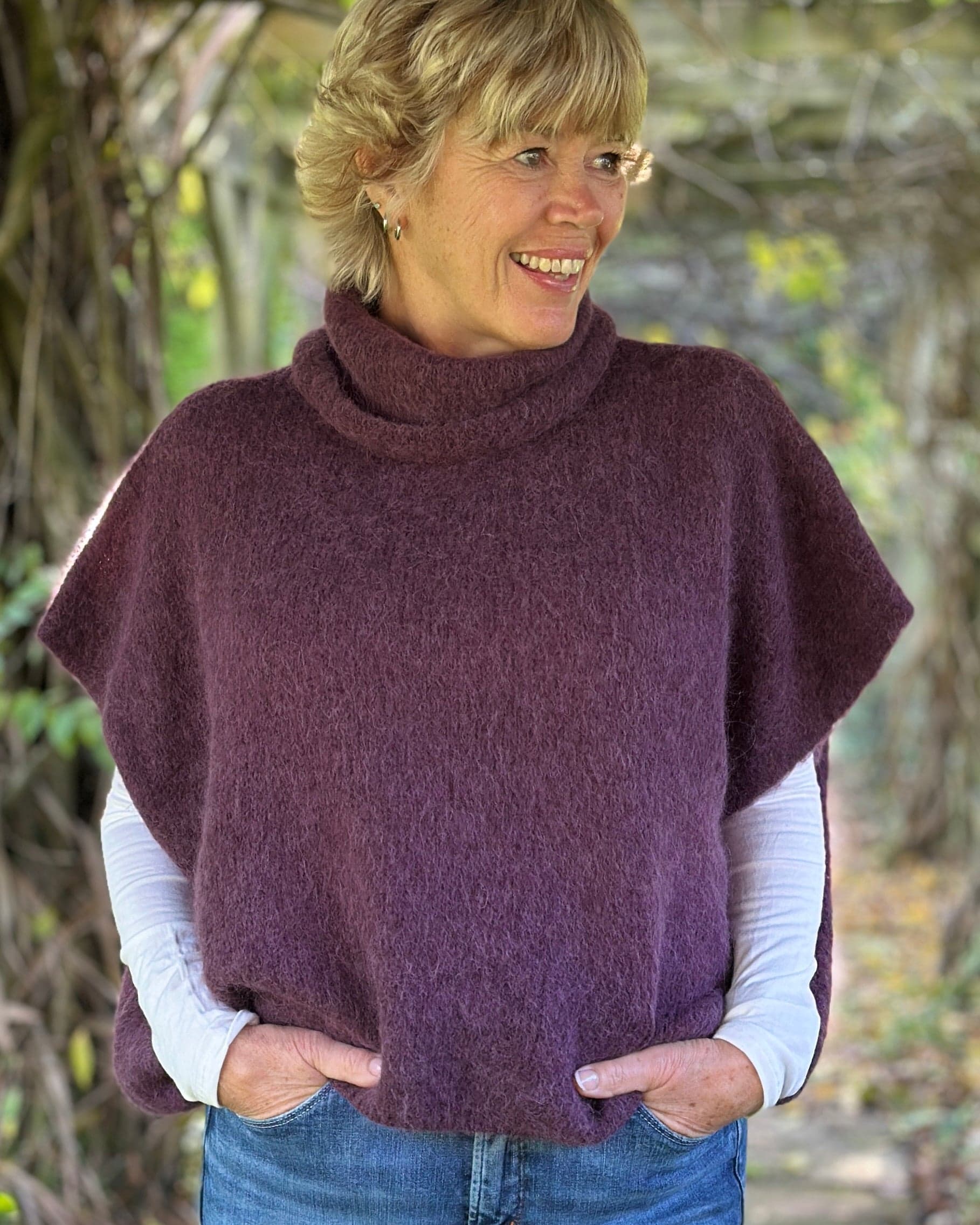clothing Roll Neck Alpaca Tank Top - Plum