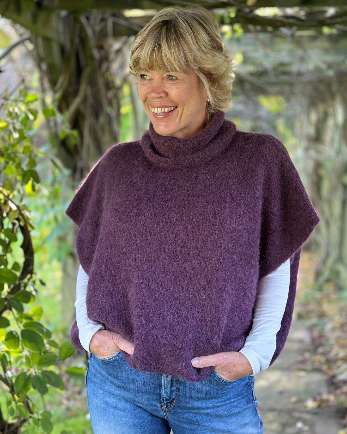 clothing Roll Neck Alpaca Tank Top - Plum