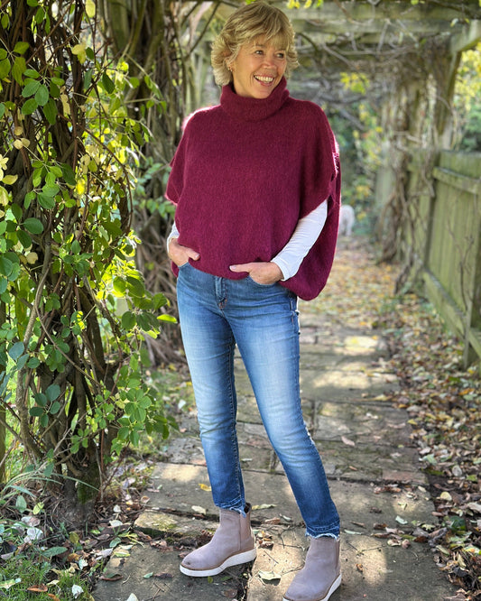 clothing Roll Neck Alpaca Tank Top - Wine