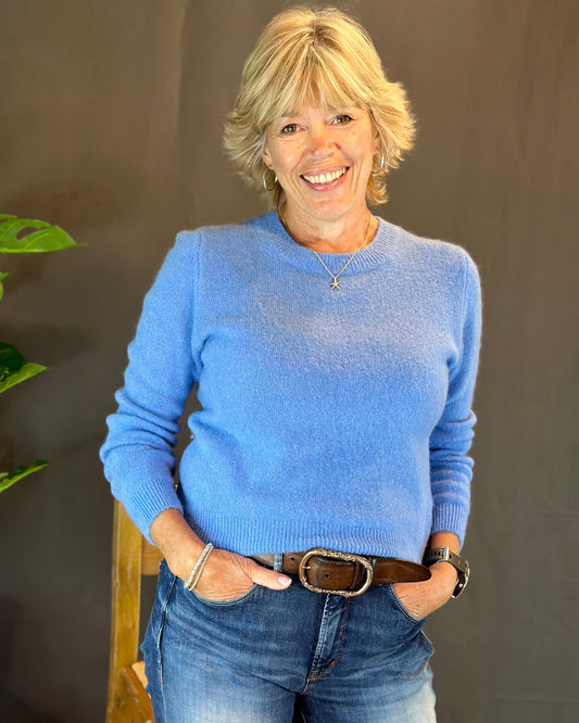 clothing Round Neck Alpaca Jumper - Cornflower Blue