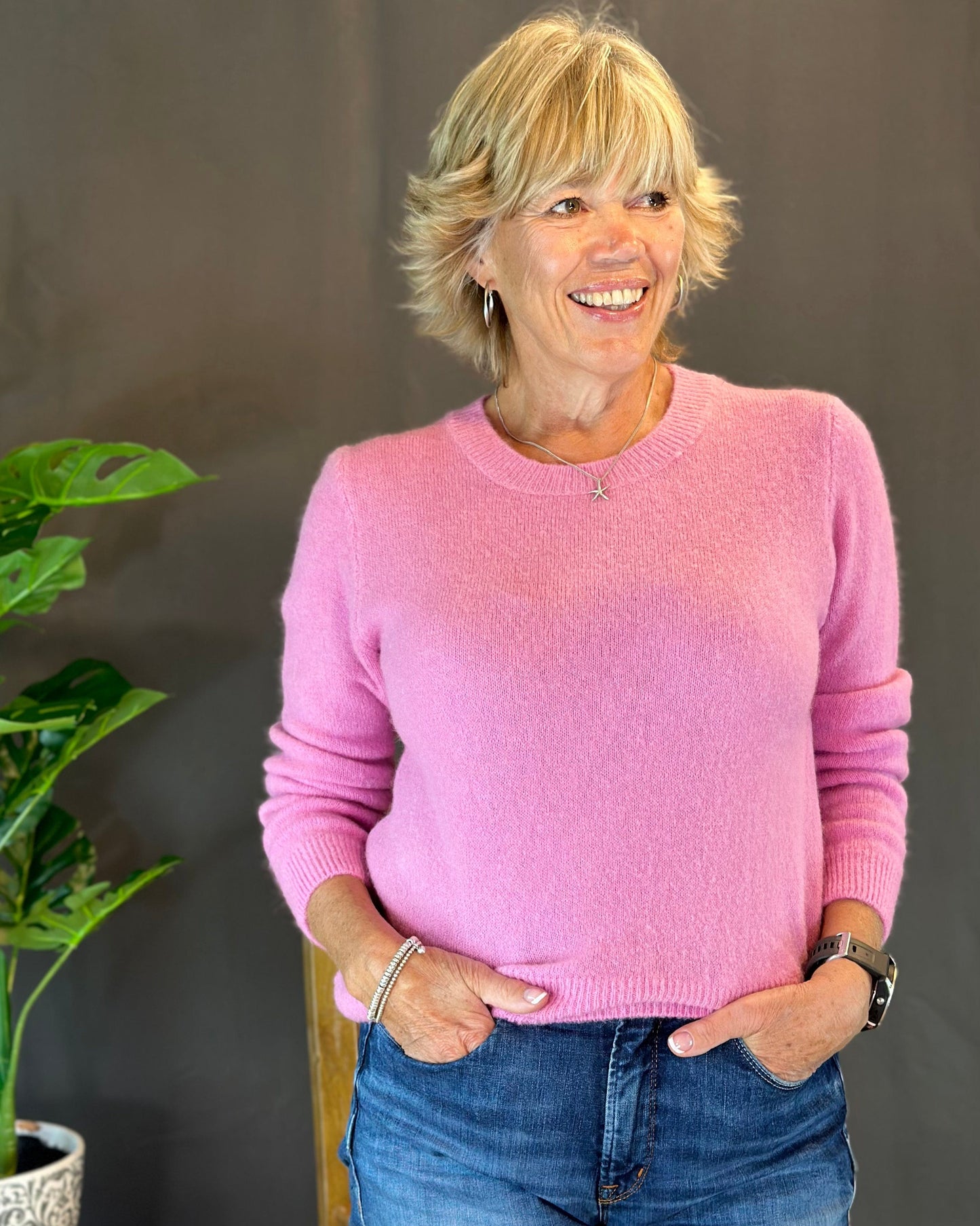 clothing Round Neck Alpaca Jumper - Pink