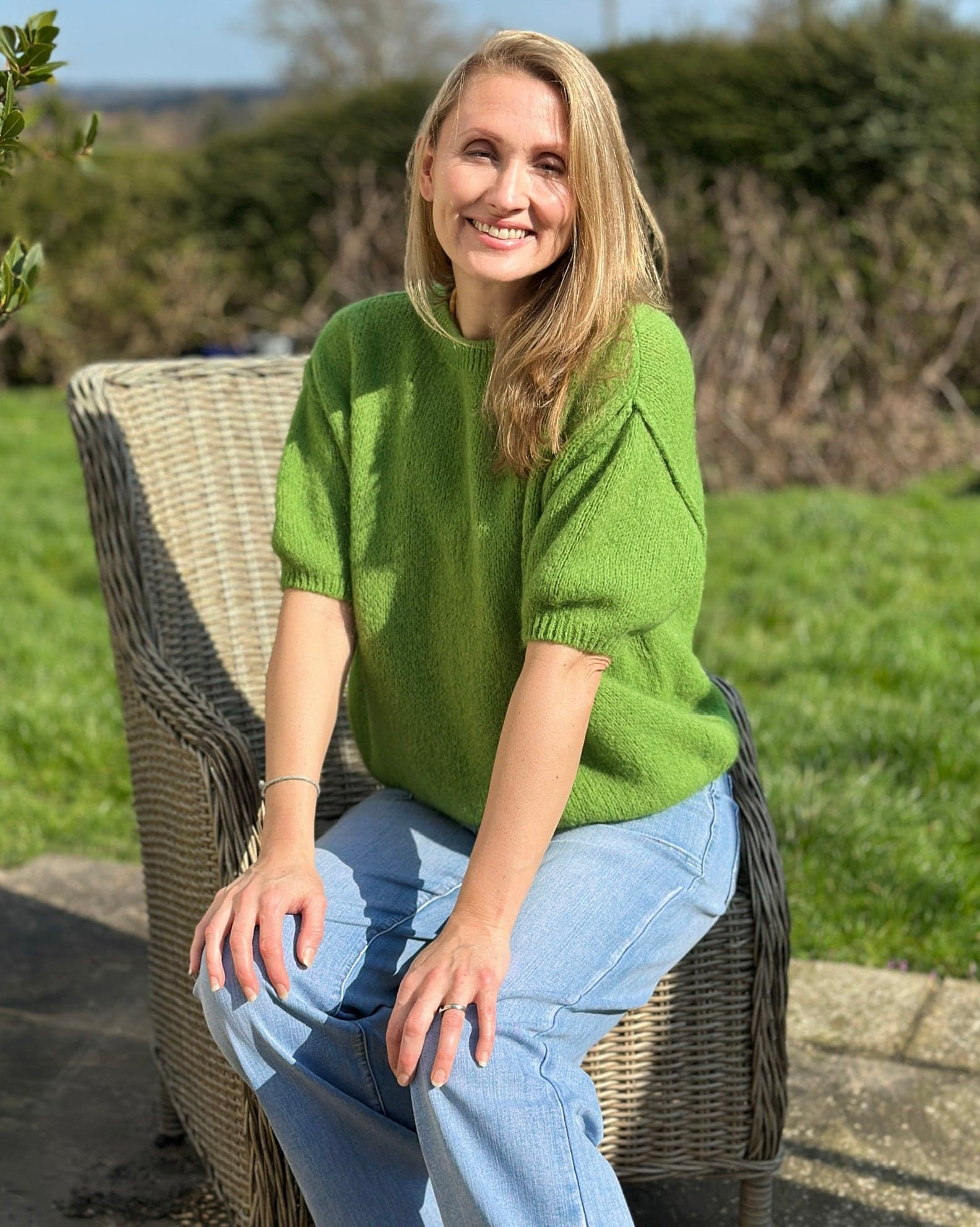 clothing Round Neck Crop Mohair Jumper - Apple Green