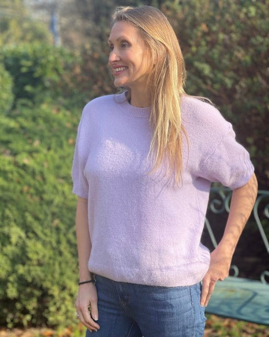 clothing Round Neck Short Sleeve Jumper - Lilac