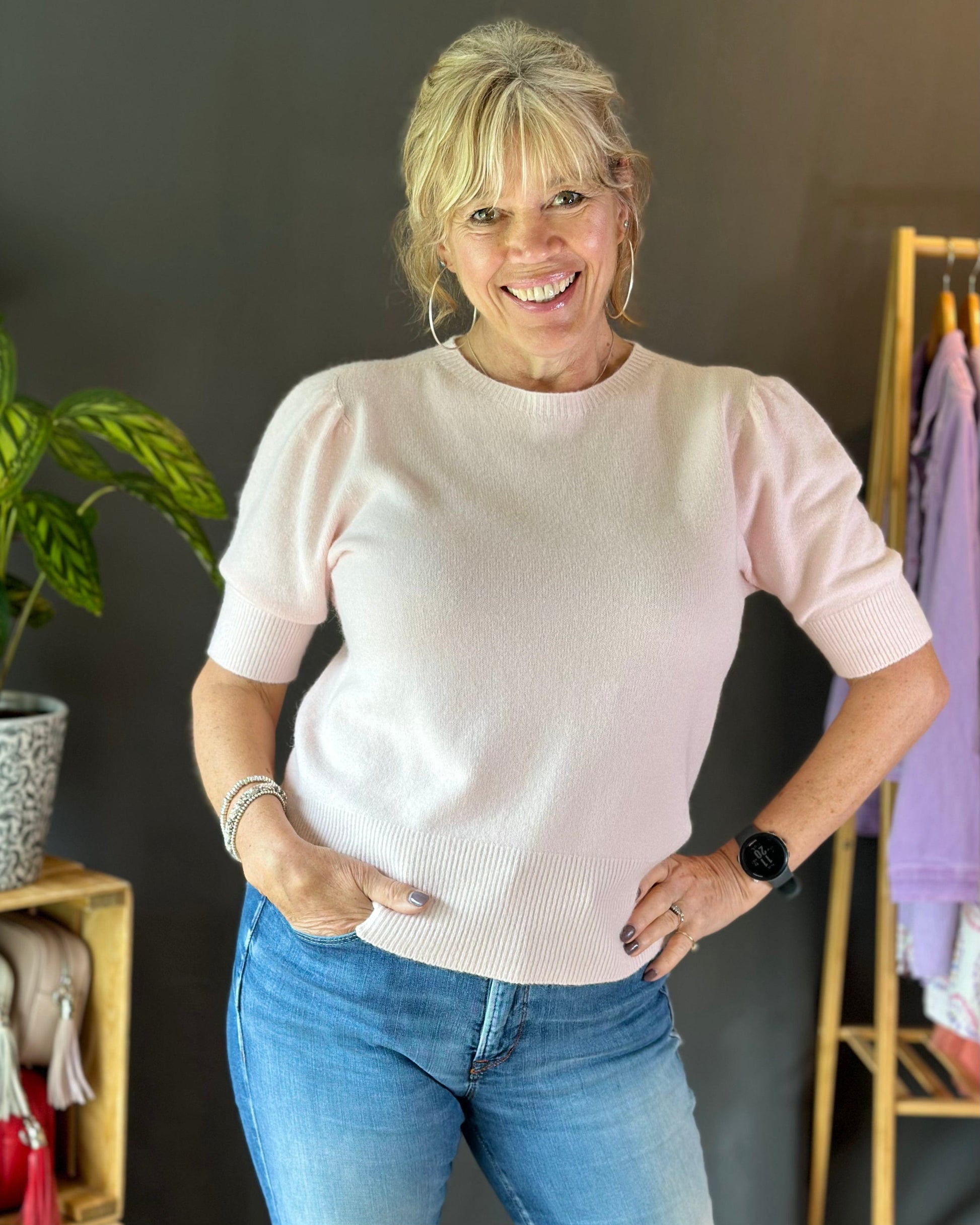 Round neck top short sleeve jumper