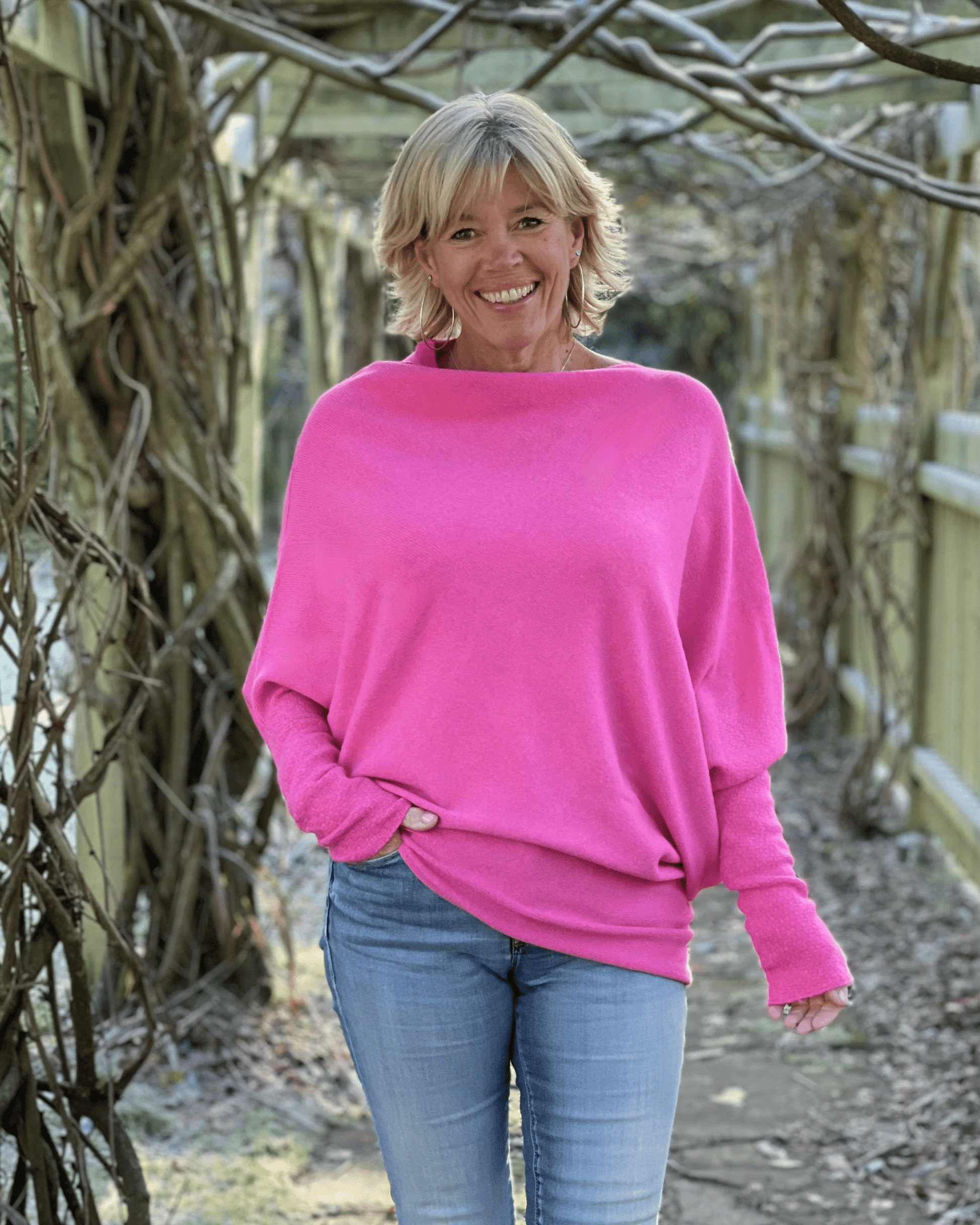 clothing Round Neck Sleeveless Jumper - Fuchsia