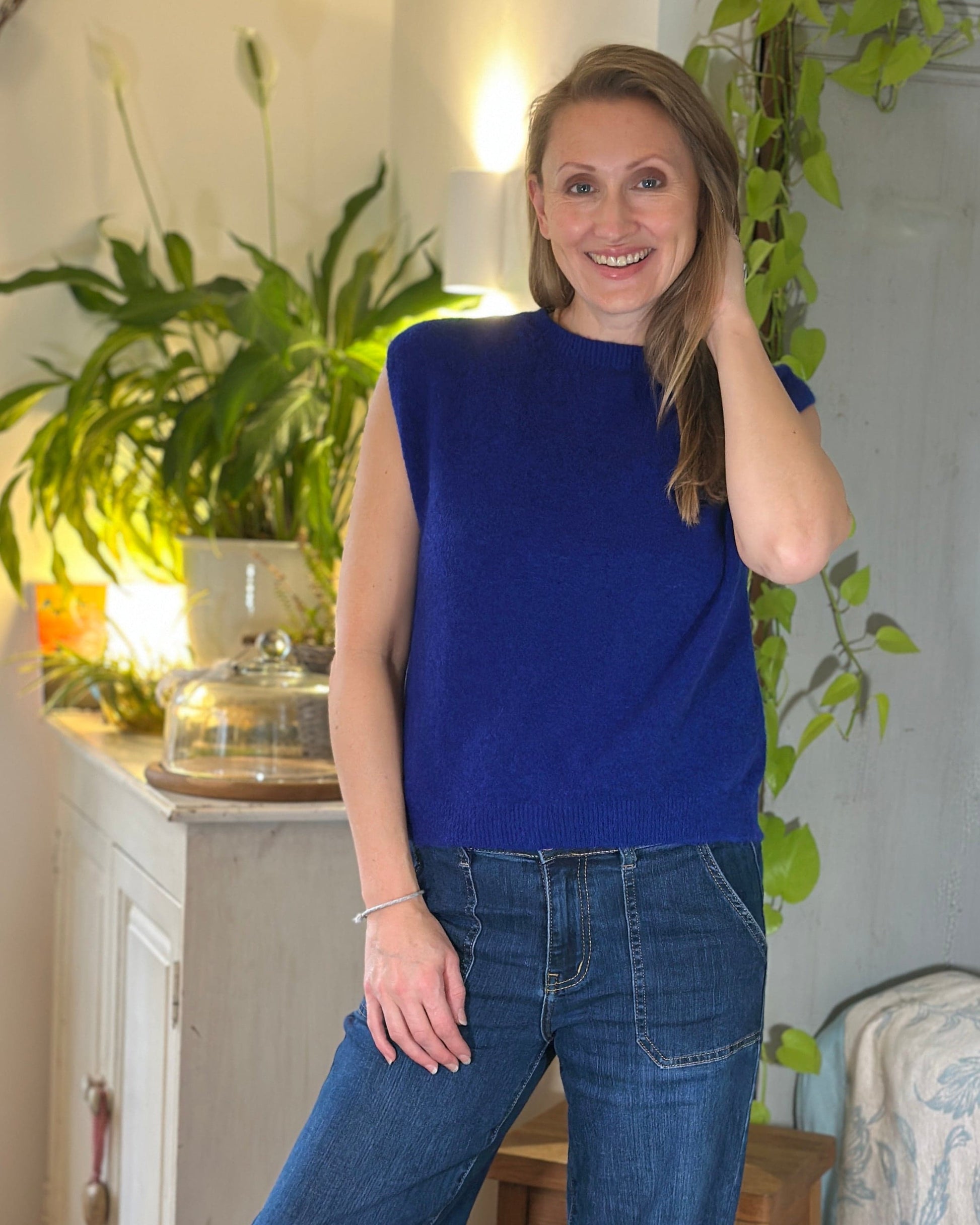 clothing Round Neck Tank Top - Cobalt Blue