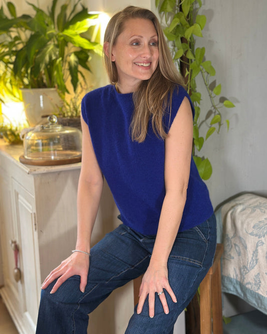 clothing Round Neck Tank Top - Cobalt Blue