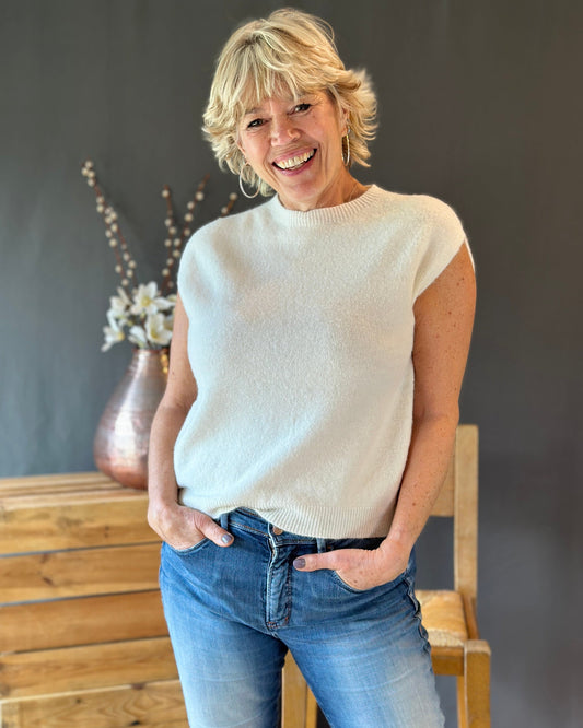 clothing Round Neck Tank Top - Cream