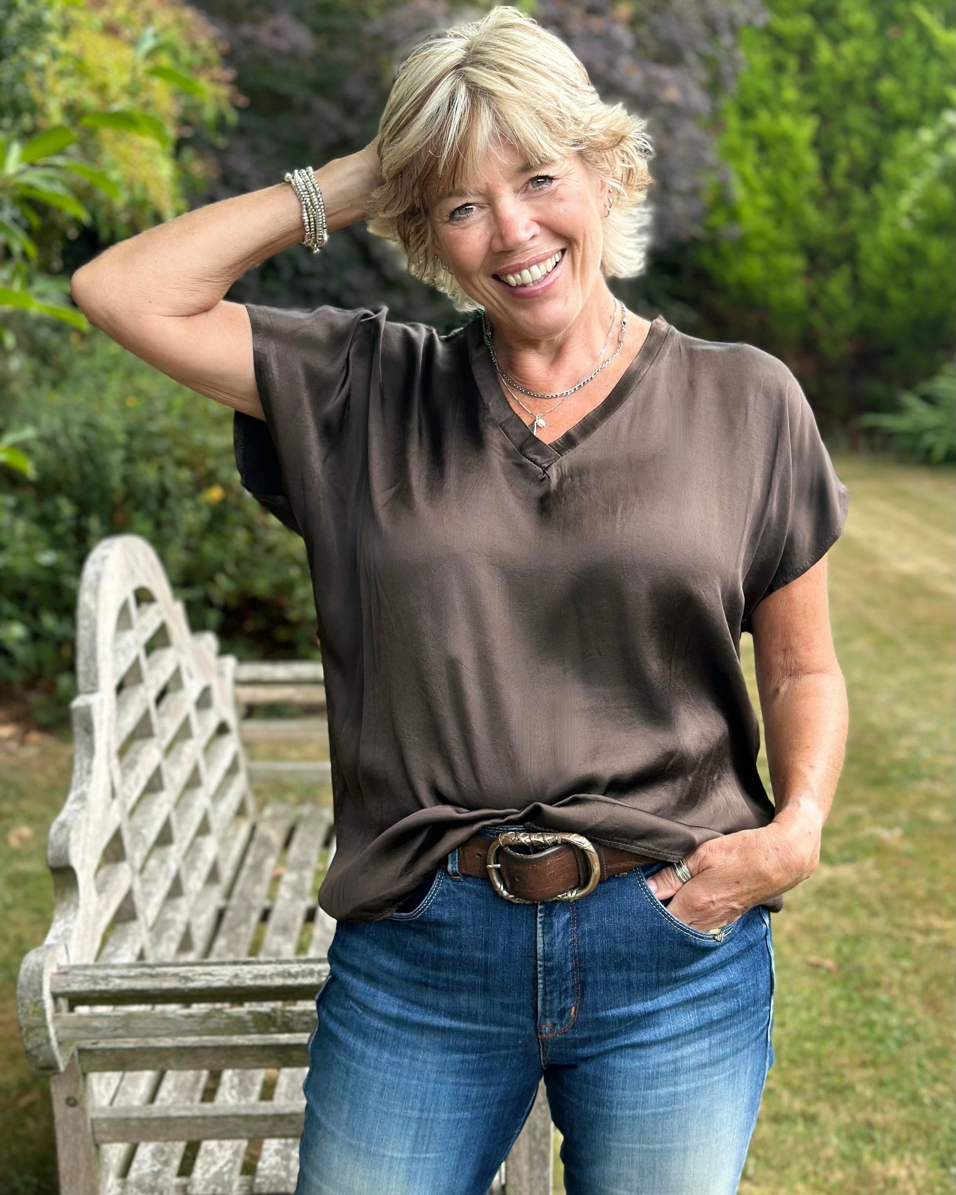 Clothing Satin Look T-Shirt - Chocolate