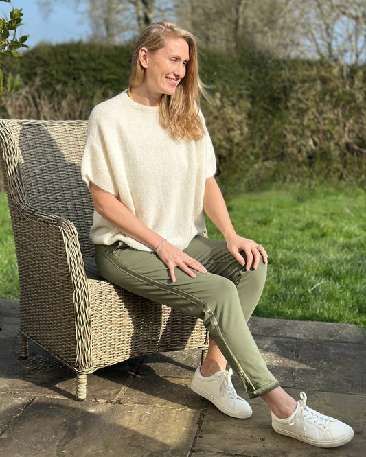 Clothing Satin Stripe Cotton Joggers - Khaki