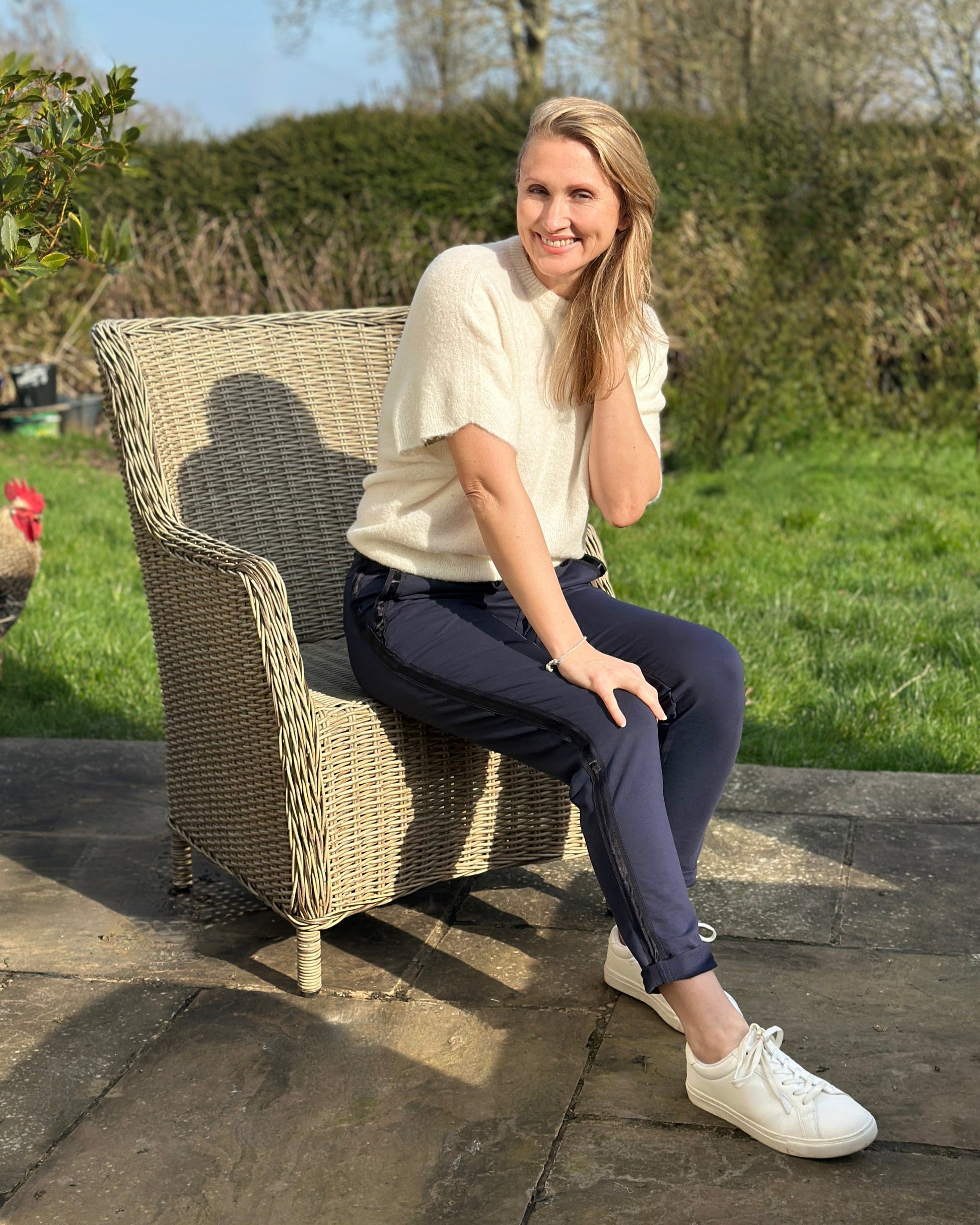 Clothing Satin Stripe Cotton Joggers - Navy