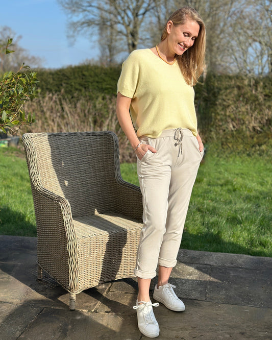 Clothing Satin Stripe Cotton Joggers - Stone