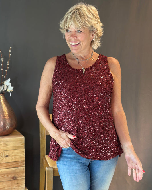 Clothing Sequin Vest Top - Burgundy