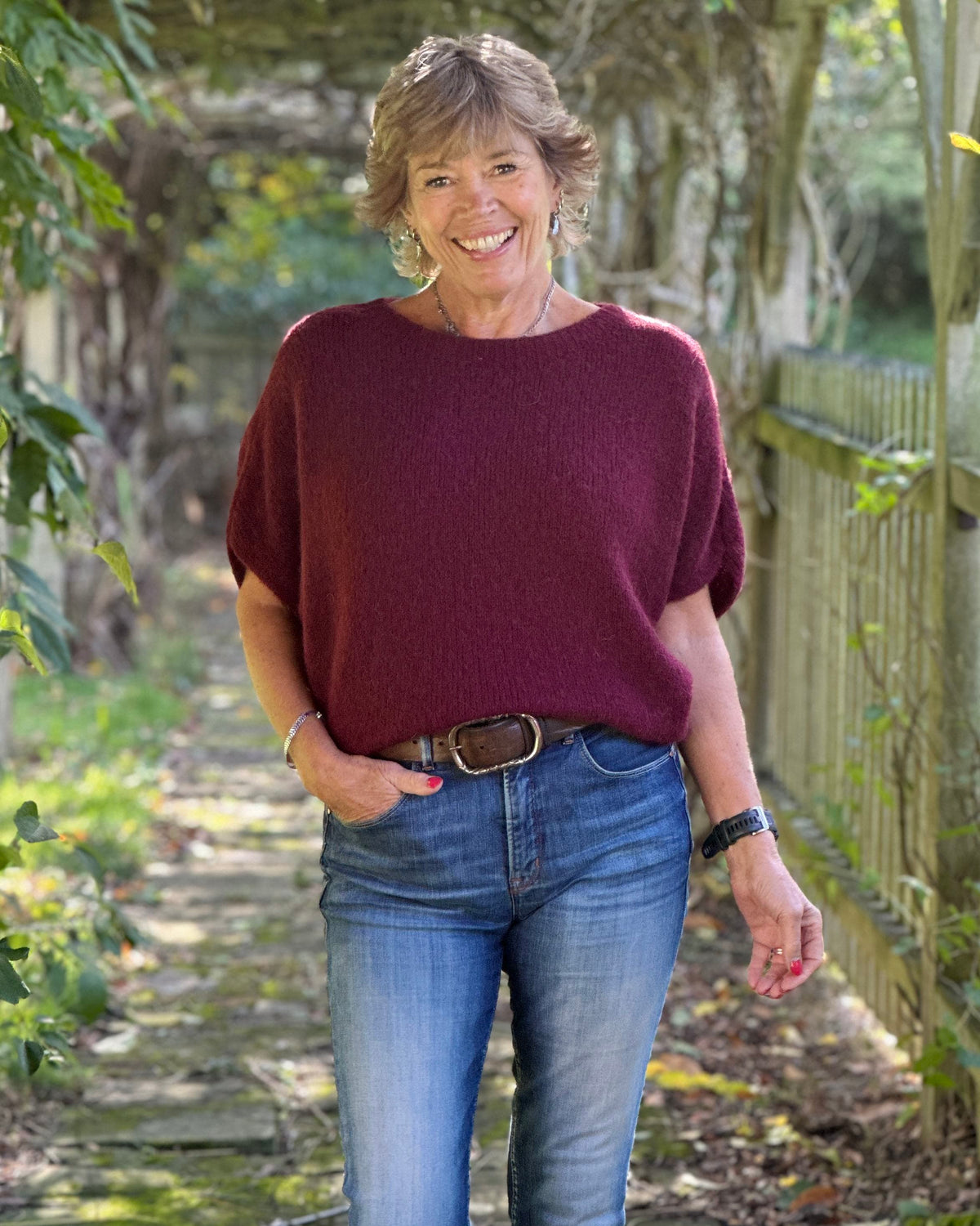 Clothing Short Batwing Sleeve Alpaca Mix Jumper - Burgundy