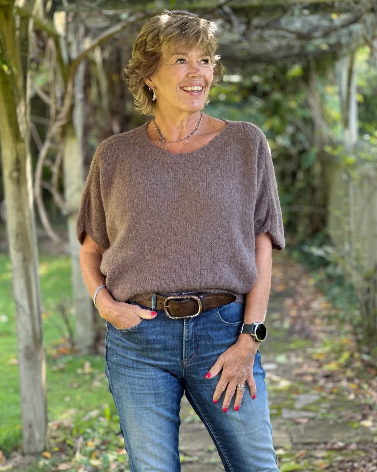 Clothing Short Batwing Sleeve Alpaca Mix Jumper - Taupe