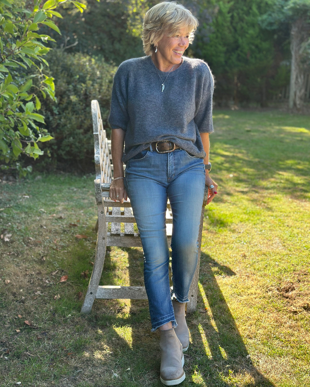 clothing Short Sleeve Alpaca Mix Jumper - Charcoal