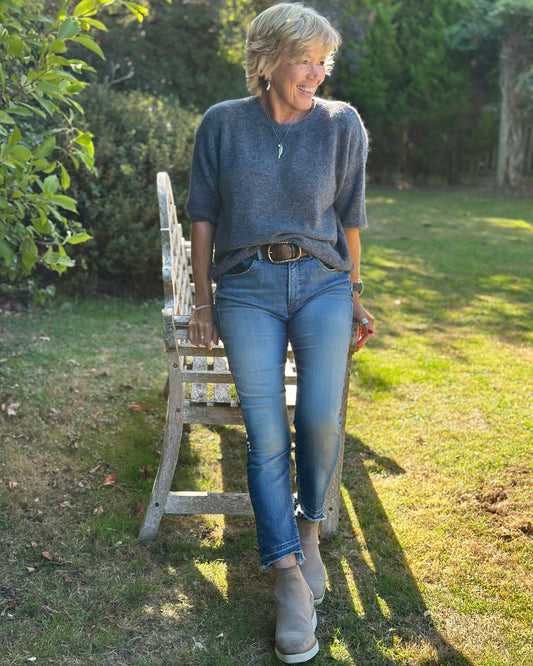 clothing Short Sleeve Alpaca Mix Jumper - Charcoal