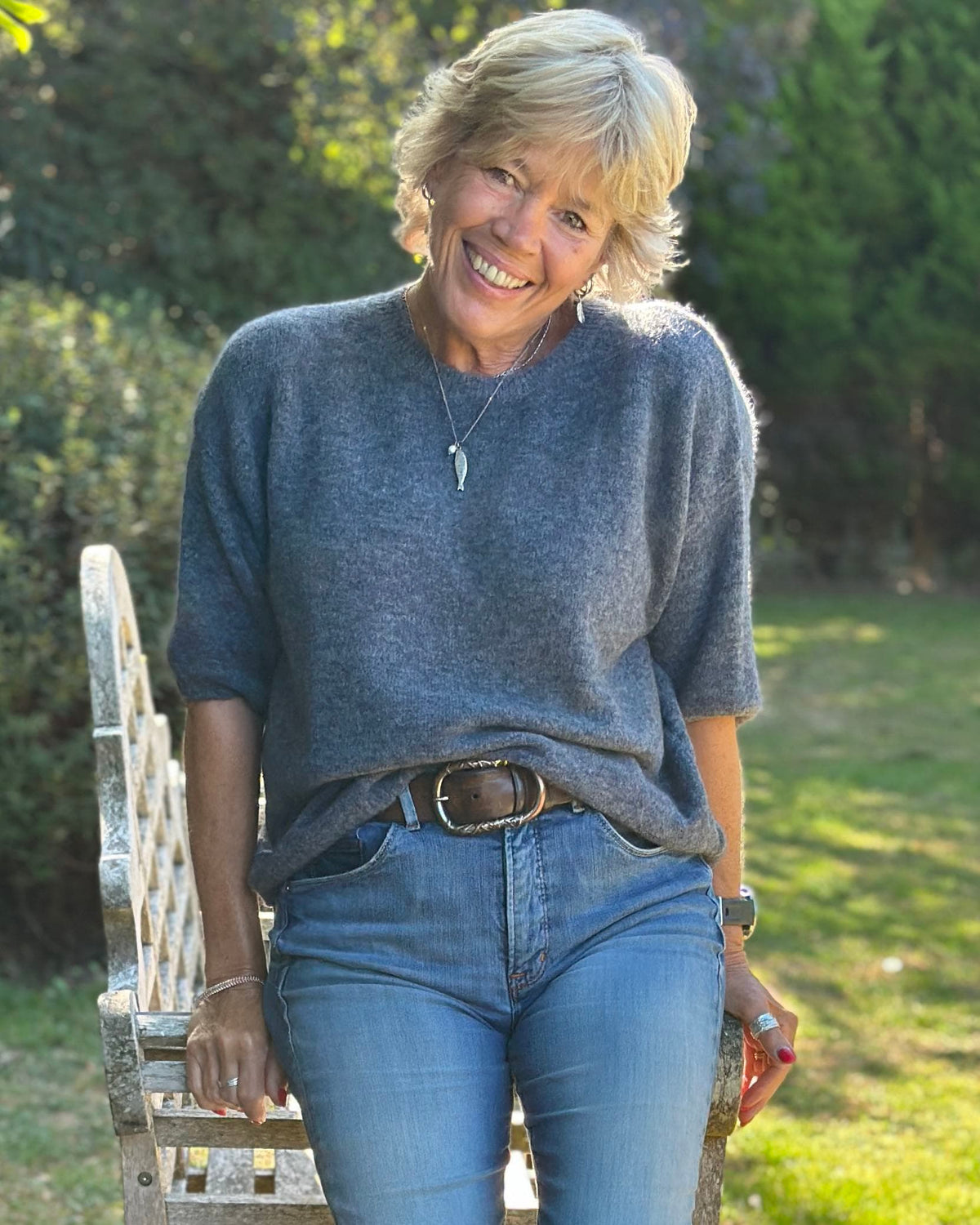 clothing Short Sleeve Alpaca Mix Jumper - Charcoal